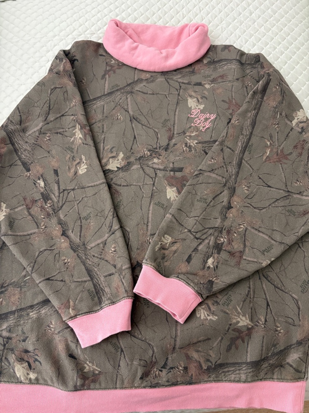 Evergreen camo roll neck dairyboy sweatshirt